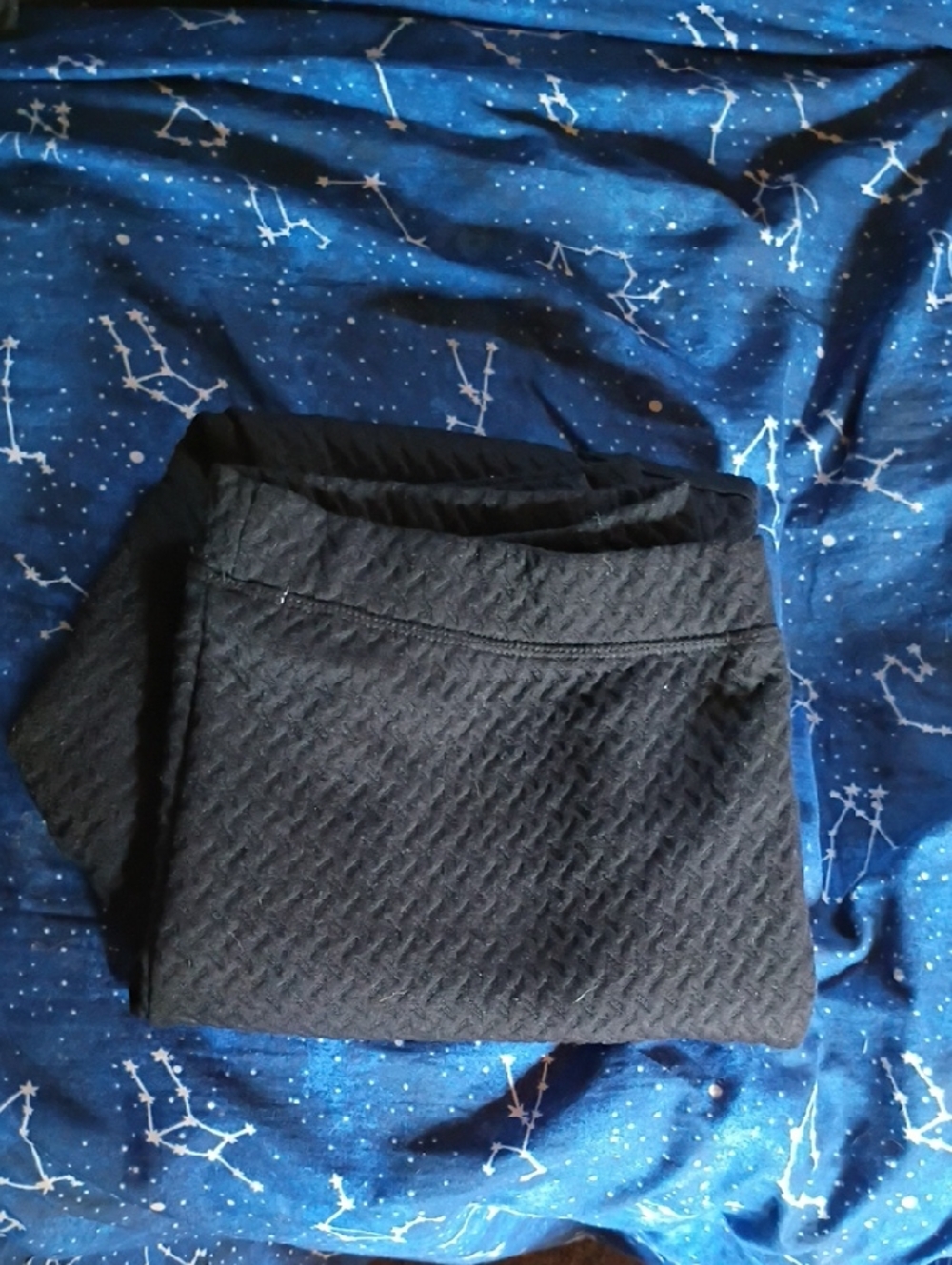 Nine West Black Textured Leggings with Logo Plate